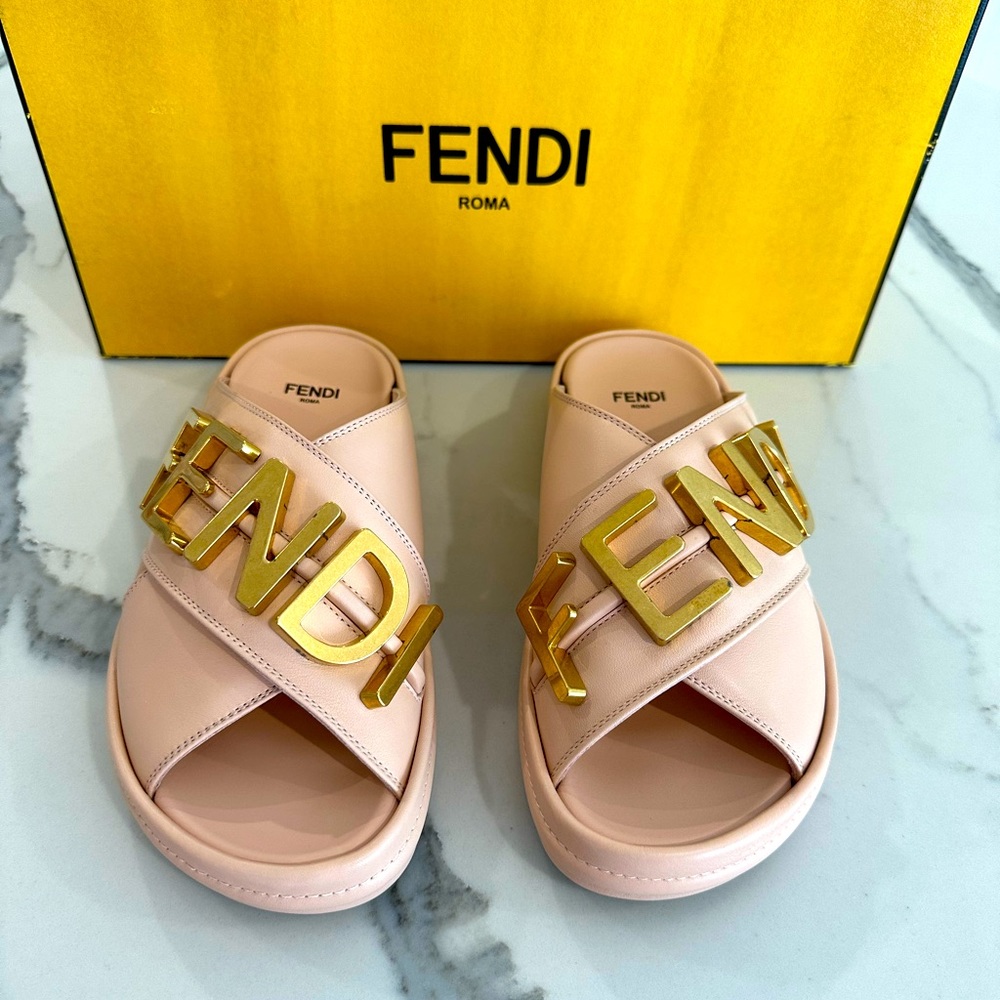 Fendi Fendigraphy Logo Slide Sandals